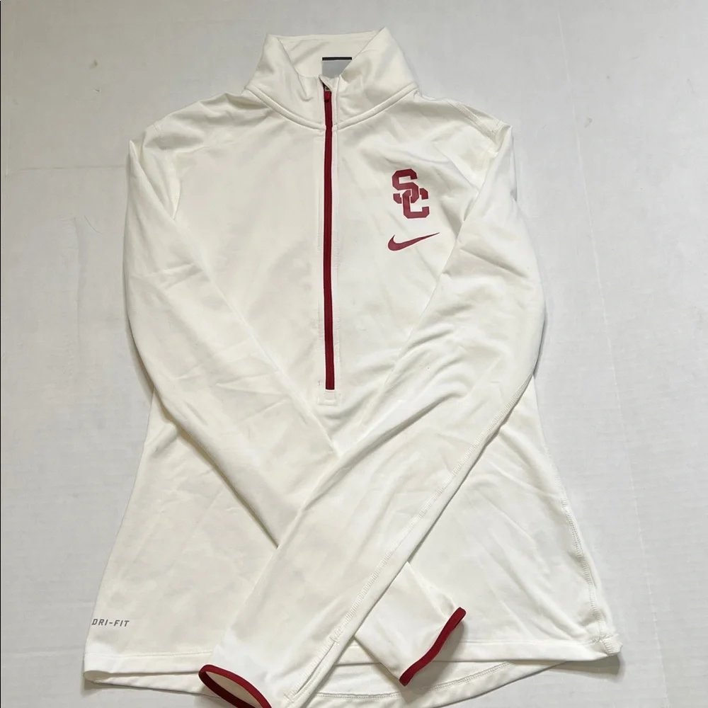 NIKE USC Trojans Nike Courtside Victory Dri-FIT Half-Zip Pullover - White size M